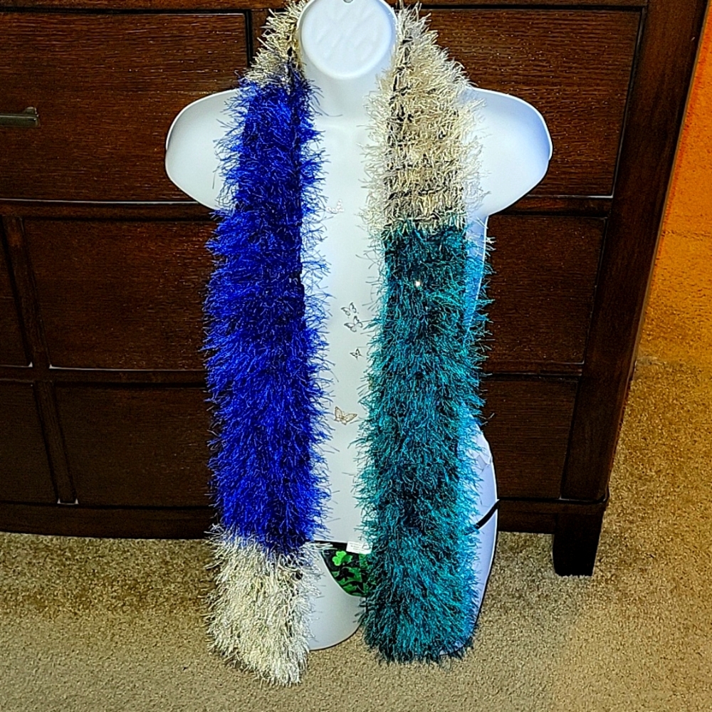 Blue and Teal Crochet Scarf